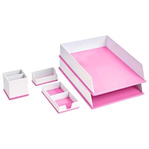 Amazon Basics Desk Organization Set – Pink and White