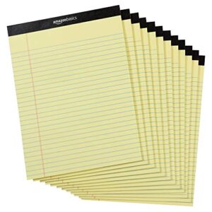 Amazon Basics Legal/Wide Ruled 8-1/2 by 11-3/4 Legal Pad – Canary (50 Sheet Paper Pads, 12 pack)