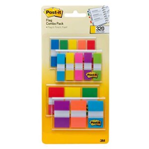 Post-it Flags Assorted Color Combo Pack, 320 Flags Total, 200 1-Inch Wide Flags and 120.5-Inch Wide Flags, 4 On-The-Go…