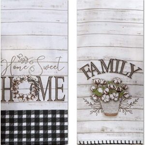 Home Sweet Home Kitchen Terry Towel and Tea Towel 2-pc Set Farmhouse Family