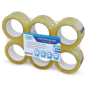 IDL Packaging Concord Packing Tape – 2″ x 1.6 mil x 110 Yards, Clear (Pack of 6) – for Storage, Office, Moving and Shipping, Excellent Carton Sealing Tape