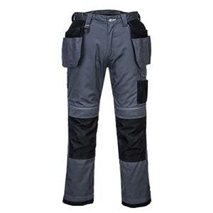 Portwest PW3 Holster Work Trousers, Color: Zoom Grey Black, Size: SMALL, T602ZBS36