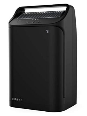 Sharper Image PURIFY 3 True HEPA Air Cleaner for Home, Office, Bedroom, with Night Light, Portable Design, Black